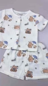 Bộ đồ cộc tay cho bé trai bé gái chất xô muslin cao cấp thoáng khí cho bé mặc đi học đi chơi size từ 0-20kg.