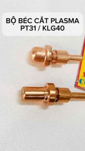 5 BỘ: [ Đồng Đỏ  Bền ] Bộ Béc Cắt Plasma Mỏ Cắt PT31 hoặc KLG40  bao gồm 1 bép cắt và 1 điện cực. Loại Dài  Loại Ngắn  phụ kiện hàn cắt