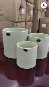 Chậu sứ trụ xanh pastel – 3 size nhỏ/trung/đại | Chậu trồng cây để bàn – trang trí không gian – Gốm Sứ Trà Vi