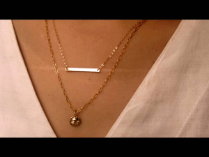 DaVee | 14K Gold plated necklace rectangular pendant necklace/14k包金长条项链