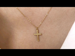 DaVee | 14K Gold plated cross pendant necklace embossed style geometric necklace