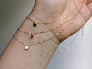 DaVee | 14K Gold plated necklace color zircon pendant choker necklace 14k镀金彩色小众设计感个性吊坠百搭锆石锁骨项链