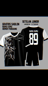 Baju bola anak anak bisa pasang nama nomor punggung setelan Jersey anak laki laki
