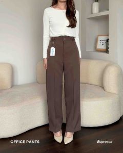 SIVALI Office Pants - Celana Kulot Highwaist Polyester Wanita - Trousers Kantor Formal / Casual Long Cullote