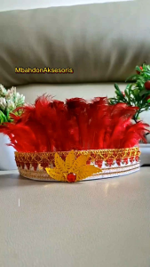 Aksesoris Kepala Mahkota Bulu Merah Putih ( Bulu Premium )