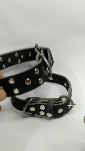Kalung anjing kulit warna hitam ukuran besar kecil original
