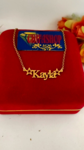 kalung nama titanium star anti karat lapis emas 24k