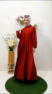 (COD) Rancak Dress - Gamis Polos Cringkle Silk Sutra Luxury Muslim Simple Nyaman Dewasa Wanita Terbaru Syari Lembut Premium