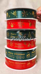 [25CM X 30M] PITA NATAL CHRISTMAS RIBBON GIFT HAMPERS HIASAN NATAL KADO HADIAH MERRY CHRISTMAS HAPPY CHRISTMAS SNOWMAN POHON NATAL SALJU PITA SATIN SATEN GROSSGRAIN GROSS GRAIN GARIS KASAR PREMIUM QUALITY DIY FLORIST KUALITAS PREMIUM RIBON DESEMBER