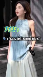 Elizabethgrosir1 Sleeveless Pleated Knit Top Import Bahan Knit Import Stretchy Adem Y4427