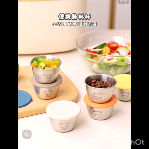Dust-proof Storage Container Dipping Container with Lid Leak-proof 304 Stainless Steel Dust-resistant Sealed Sauce Cups