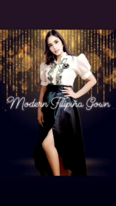 Modern Filipiniana Gown Embroidered Eagles Logo for Ate