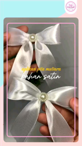 APS1 Aplikasi Pita Mutiara Bahan Satin uk 8cm (Per 12 Pcs)