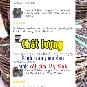 20 bánh tráng mè đen nước cốt dừa Tây Ninh.