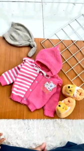 Sweater rajut Hoodie Bayi ZIYA kombinasi 0-4bulan