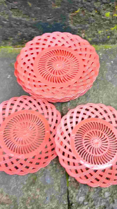 12 pcs piring rotan plastik moca diameter 24cm