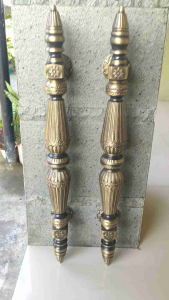 Handle Pintu Rumah Kuningan Antik Motif Menara Ukir 60 cm 2 Pcs
