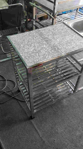 kệ inox mặt đá hoa cương + bồn 201