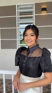 Black Filipiniana Cropped Top - Keanna