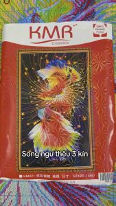 Tranh thêu Vũ điệu song ngư KM021 kích thước 50 *90 cm thêu kín
