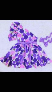 เปิดไหล่ลายดอกกุหลาบแดง กระโปรงบานๆระบาย ผ้าคาดผม งานเลียนแบบผู้ใหญ่ใหม่ล่าสุดใส่แล้วสวย Detail เป๊ะสูง รอบอก 22