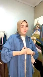 Olivia Shirt - Kemeja Olivia Linen Polos Oversize - Atasan Wanita Kemeja Kekinian Oversize Terbaru