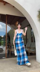 WSHOP12 เดรสยาวลายสก๊อตผ่าข้างทรงสวย ใส่ง่ายใส่สบาย แต่งเว้าหลังเข้ารูป ใส่แล้วดูสูงเพรียว💖✨💫🫶🏻