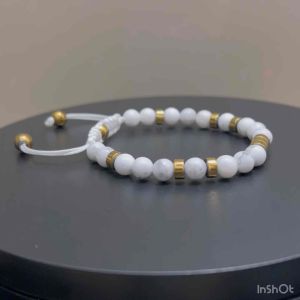 CW Manila - 0RION Adjustable Bracelet - 6mm Howlite Stone with Hematite Spacer