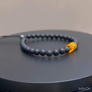CW Manila - Mantra Slider Bracelet - 6mm Matte Onyx Stones - Semi-precious Adjustable Bracelets