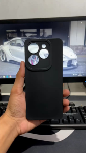 Softcase INFINIX HOT 40 / HOT 40i / HOT 40 PRO Paket 4in1 Softcase Slim Black Matte Case Liquit + Tg Anti Gores Ceramic Matte Anti Spy + Garskin Carbon 3D + Skin Camera Lens