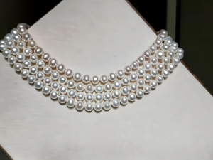 DaVee | High grade natural pearl necklace 8mm pearl silver clasp gold plated Akoya bright white pearl necklace