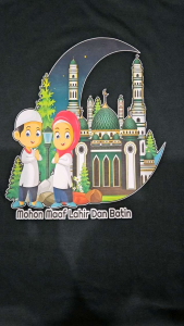 Kaos Atasan Wanita Sablon Idul Fitri 2025 & Kaos Raglan Wanita Lengan 3/4