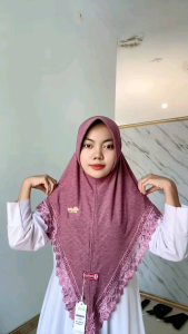 Hijab Instan Renda Polos Jersey Emily Twotone/Jilbab Harian Laura Label Akrilik¹