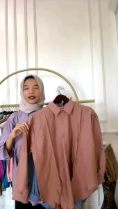 Madina Blouse Polo Linen - Atasan Wanita Full Kancing - Kemeja Wanita Bahan Pololinen Premium