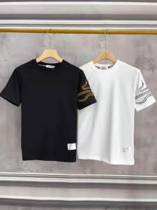 Áo thun cổ tròn nam phối thêu logo tay áo chất liệu cotton mềm mịn cực dễ phối đồ hottrend