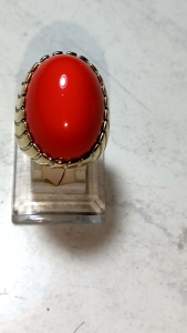 CINCIN BATU AKIK NATURAL RED MARJAN CORAL BIG SIZE