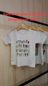 Baju kaos oblong anak-anak 2-10 tahun warna abu Misty