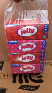 (Paket 4 Pcs) Tissu Jolly 200 Sheet Ekonomis  Pack Tisu Jolly Facial Tissue 4pack 2ply 200sheet