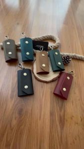 Genuine Leather Key Pouch Key Case Crazy Horse Leather Key Rings Key Wallet For Men and Women
