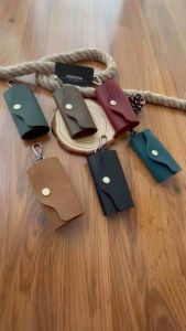 New Arrival Genuine Leather Key Pouch Key Case Crazy Horse Leather 6 Key Rings Key Wallet For Men and Women