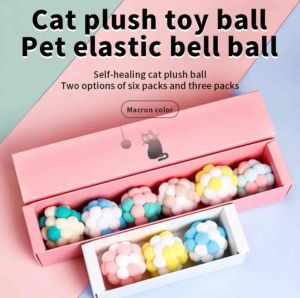 [SG Seller] Cat Macaron Color Plush Ball With Bell | Cat Plush Toy