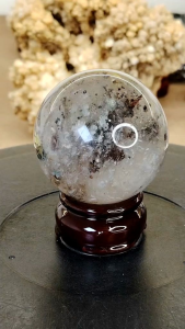 Natural Brazil Phantom With White Quartz Crystal Ball Ornament WQB30