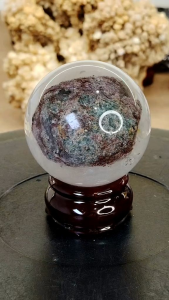 Natural Brazil High Gred Phantom With White Quartz Crystal Ball Ornament WQB27