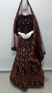 Baju India lehenga bordir model jodha full swarosky timbul bordir  pengantin kristen Wanita Mewah