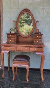 SET MEJA RIAS KARTINI JATI MODEL KLASIK 90x44x158 cm JEPARA FURNITURE