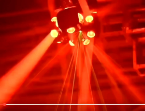 ไฟดิสโก้เทค ไฟปาร์ตี้LED ไฟมูฟวิ่งเฮด 4หัว หมุนได้360° ไฟแฟลช ไฟเลเซอร์ RG MOVING 4 ARM LASER