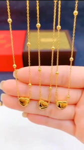 Kalung Emas Titanium Wanita Style Elegan Liontin Love Jedar Korea Kekinian Antikarat Dan Luntur