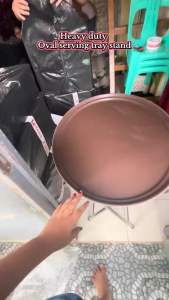 Heavy Duty Oval Serving Tray with Stand