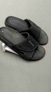 Dép quai ngang nam da bò thật đế doctor dẻo DT025 Dép da nam thời trang quai bản xé dán rời tăng giảm size tiện lợi