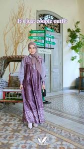 VENTE DAILY | Shanaya Couple Pasangan Kondangan Gamis Terbaru / Gamis Couple Suami Istri / Bahan Silk Mix Crezenda Ld 110-120
